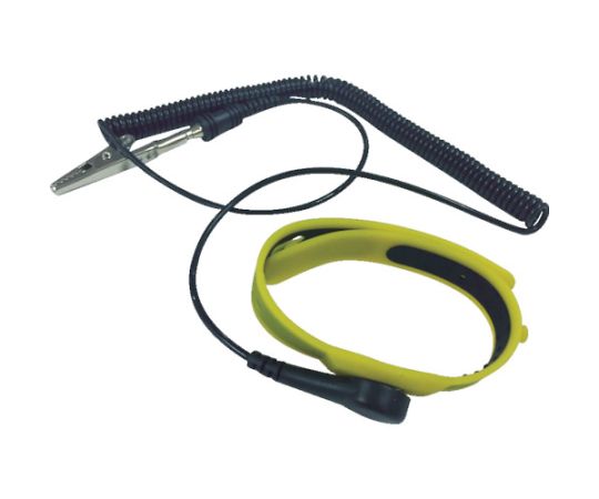 静電気対策用品 シリコンリストストラップ 黄 コード全長68cm