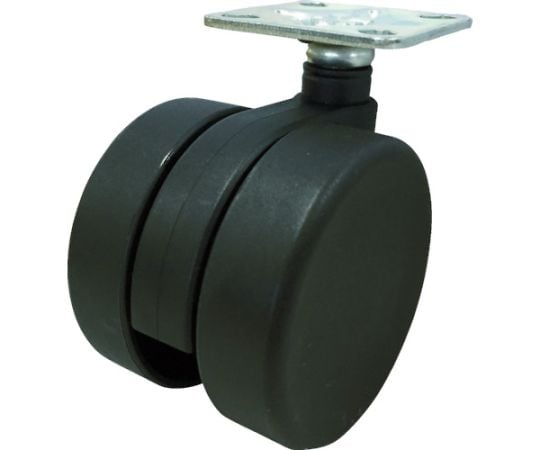 デザイン双輪キャスター「Frog」黒　プレート　自在　65mm