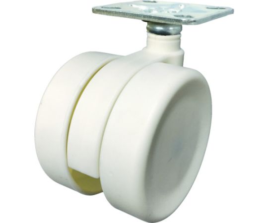 デザイン双輪キャスター「Frog」白　プレート　自在　65mm