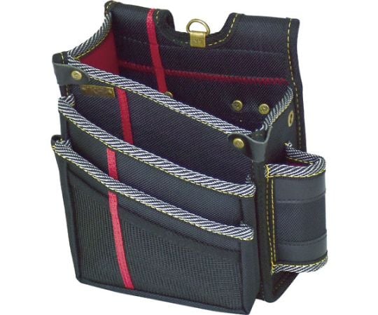 進化ウエストバッグ3段　黒/緋　左