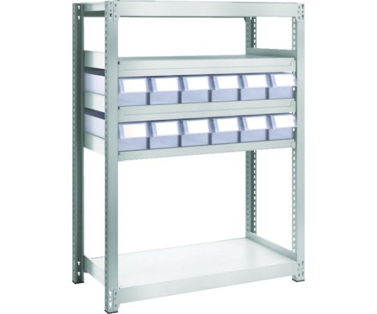 M2型軽中量棚　H1200　樹脂透明引出付　小X12