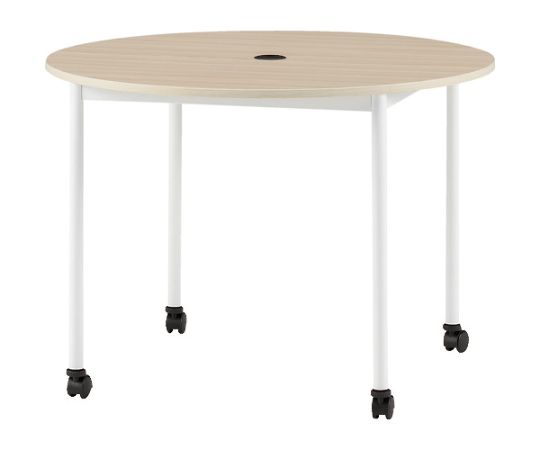 オフィスデスク 丸型 キャスター付 ナチュラル