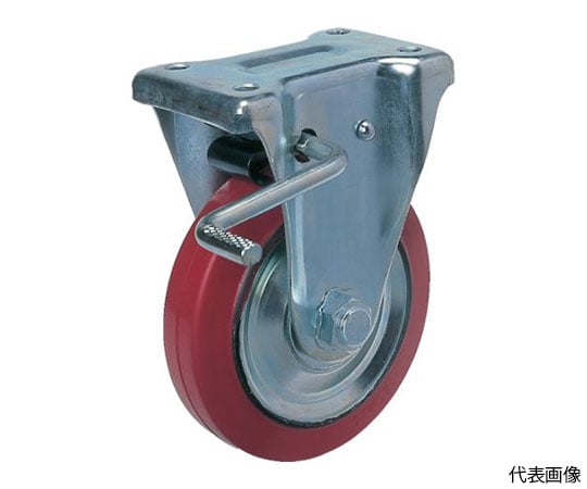 プレス製固定金具ブレーキ付赤ゴム車　130φ