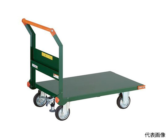 鋼鉄製運搬車 800X450 ハンドル側自在車 Lストッパー付