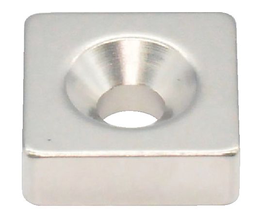 ネオジム角形磁石 皿ネジ穴付 15mmX15mmX5mm M4 1個入