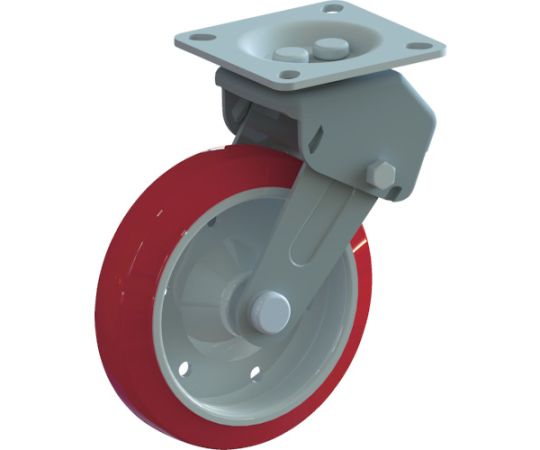 スプリング内蔵キャスター　固定　PU車　150mm