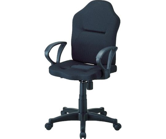 オフィスチェア ダブルクッション 長時間椅子（肘掛付き） ブラック TWCCAR-BK