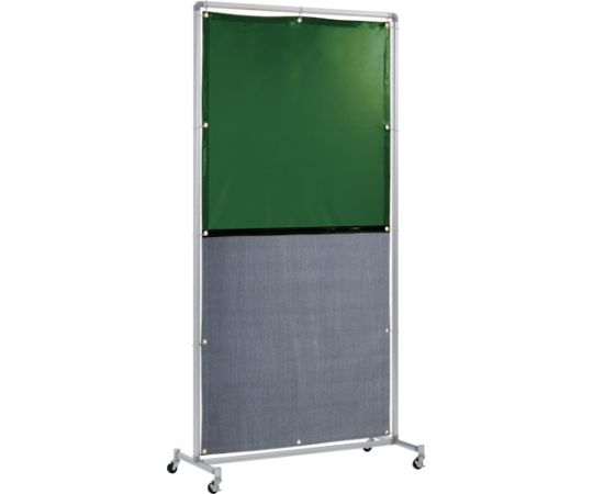 遮光火花兼用衝立（グリーン×A種シート）1×2　単体キャスター
