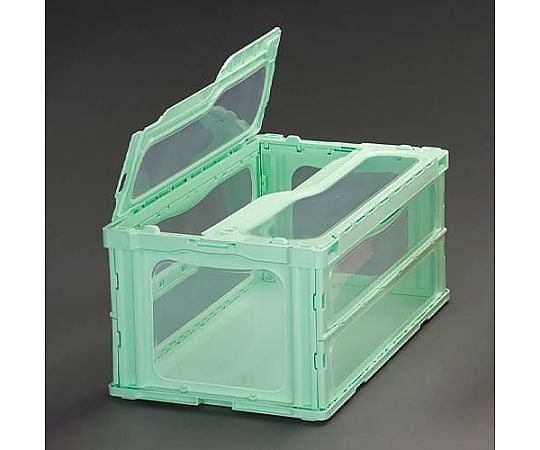 649x439x340mm/76.0L 折畳ｺﾝﾃﾅ(緑/蓋付)