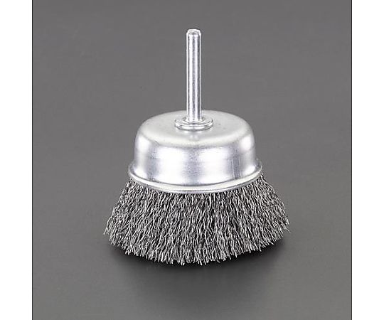 50mm/6.0mm軸 軸付ブラシ(ｶｯﾌﾟ型･ｽﾁｰﾙ製)