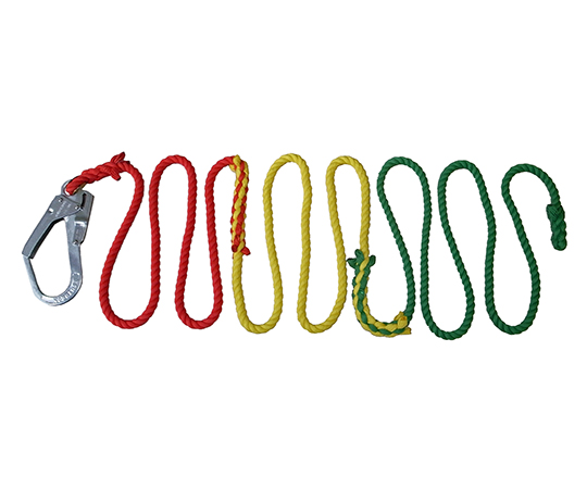 補助・誘導用 3色介錯ロープ 片側大口径フック付 12mmφ×5m 3色つなぎタイプ 3CONNECTED-5