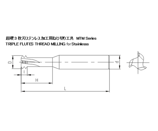 超硬3枚刃ステンレス加工用ねじ切り工具 M1×0.25 10本/1セット