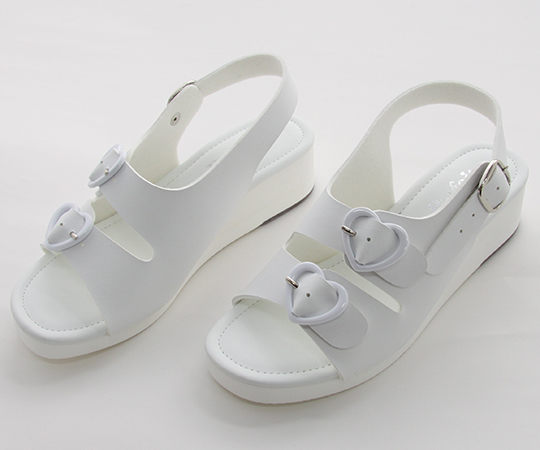 ハート2バックルサンダル　ホワイト　L（23.5～24.0cm）