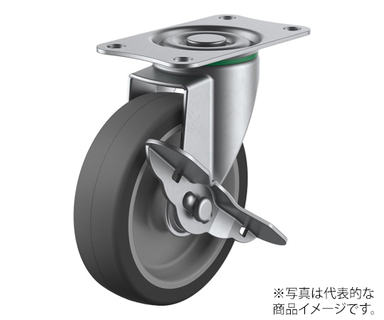 SUS-E-S型キャスター 自在車プレート式（ストッパー付） 径65mm エラストマー車輪