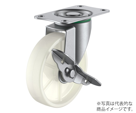SUS-E-S型キャスター 自在車プレート式（ストッパー付） 径65mm ナイロン車輪