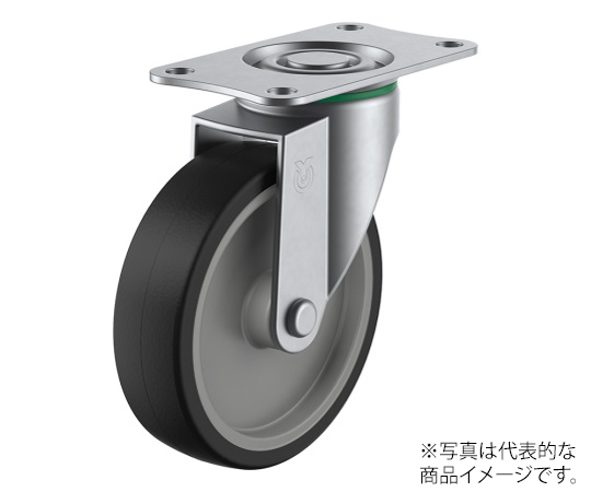 SUS-E型キャスター 自在車プレート式 径100mm ゴム車輪（ナイロンホイル）