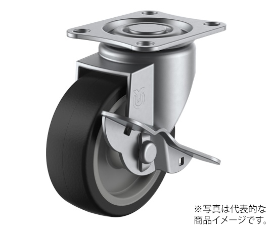 SUS-SG-S型キャスター 自在車プレート式（ストッパー付） 径75mm ゴム車輪（ナイロンホイル）