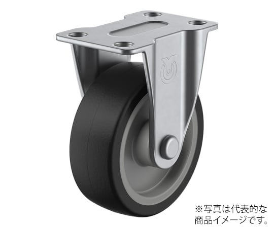 SUS-SR型キャスター 固定車プレート式 径75mm ゴム車輪（ナイロンホイル）