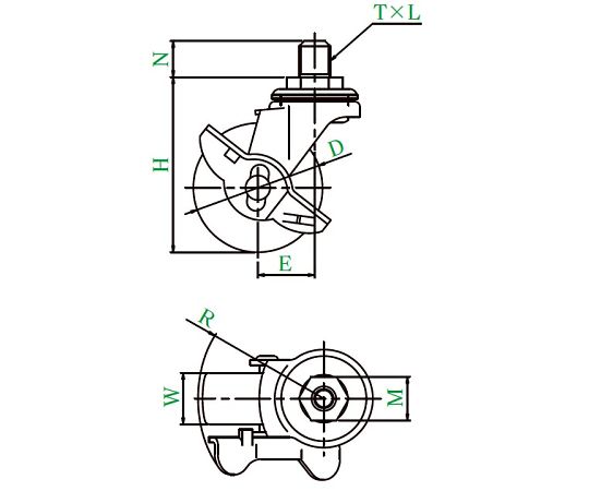 ET型キャスター 自在車ねじ込み式
