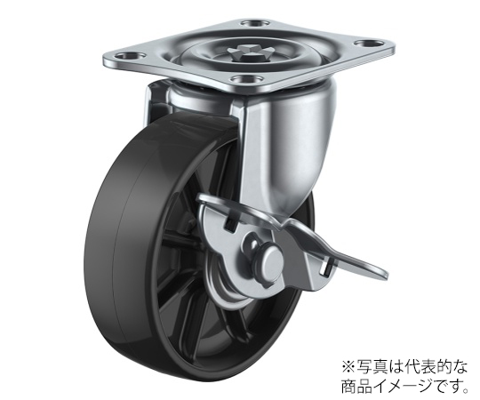 G-S型キャスター 自在車プレート式（ストッパー付） 径38mm ナイロン車輪（黒）