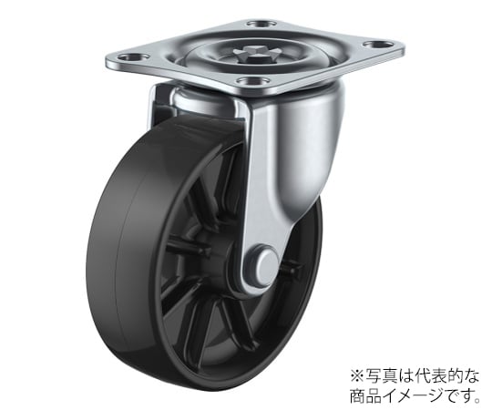 G型キャスター 自在車プレート式 径75mm ナイロン車輪（黒）
