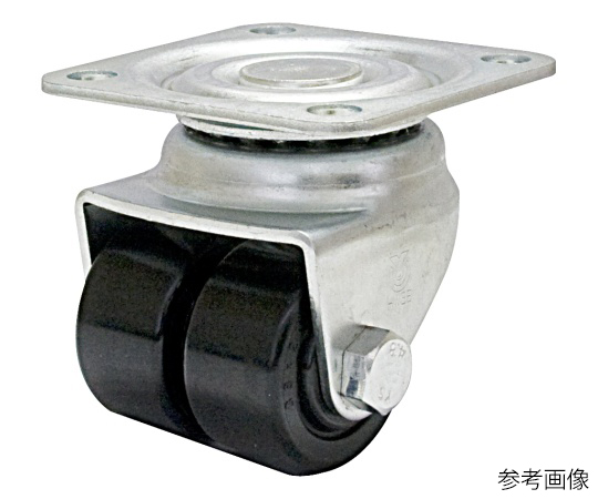 HG-W型キャスター 自在車プレート式双輪 径50mm ナイロン車輪（黒）
