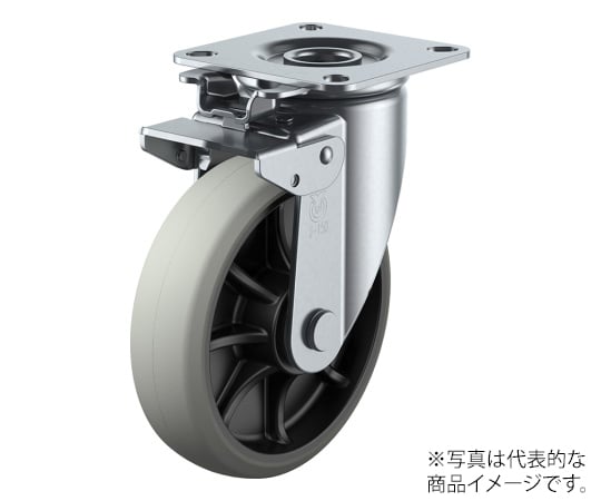 J2K型キャスター 自在車（旋回固定式）プレート式 径150mm ウレタン車輪（ナイロンホイル）