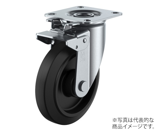 J2K型キャスター 自在車（旋回固定式）プレート式 径130mm ゴム車輪（ナイロンホイル）