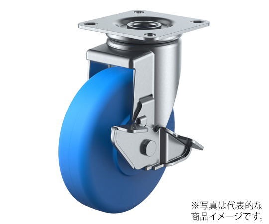 J2-S型キャスター 自在車プレート式（ストッパー付） 径150mm MCナイロン車輪