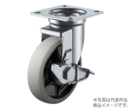 J-S型キャスター 自在車プレート式（ストッパー付） 径100mm ウレタン車輪（ナイロンホイル）
