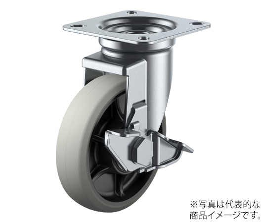 J-S型キャスター 自在車プレート式（ストッパー付） 径75mm ウレタン車輪（ナイロンホイル）