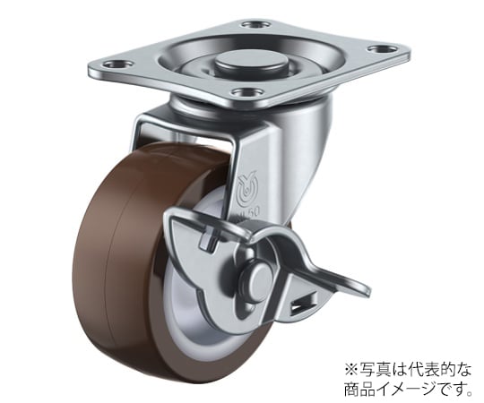 LG-S型キャスター 自在車プレート式（ストッパー付） 径50mm ウレタン車輪（ナイロンホイル）