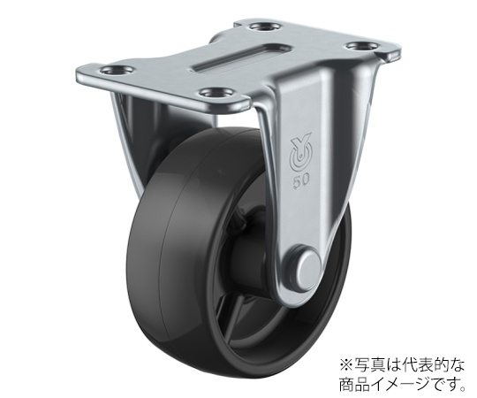 LR型キャスター 固定車プレート式 径50mm ナイロン車輪（黒）
