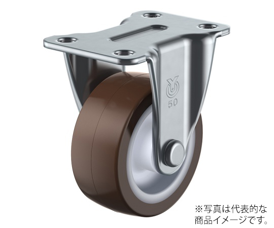 LR型キャスター 固定車プレート式 径50mm ウレタン車輪（ナイロンホイル）