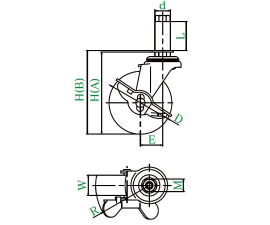 LTF-S型キャスター 自在車ゴムパイプ差し込み式（ストッパー付）