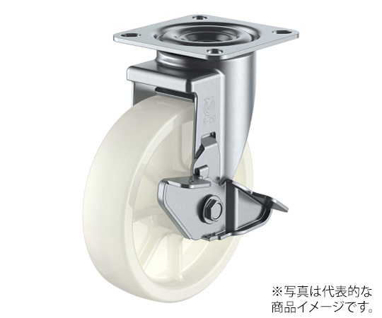 RJ2-S型キャスター 自在車プレート式（ストッパー付） 径100mm ナイロン車輪