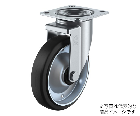 RJ2型キャスター 自在車プレート式 径125mm ゴム車輪（鋼板ホイル）
