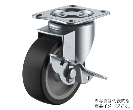 SG-S型キャスター 自在車プレート式（ストッパー付） 径100mm ゴム車輪（ナイロンホイル）