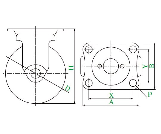 SGR型キャスター 固定車プレート式