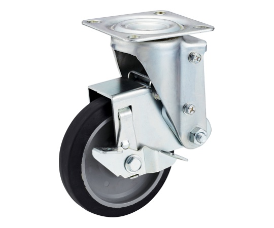 SHSKY-S型キャスター 自在車プレート式（ストッパー付） 径125mm ゴム車輪（ナイロンホイル）