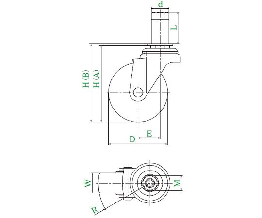 STF型キャスター 自在車ゴムパイプ差し込み式