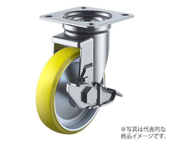 J-S型キャスター 自在車プレート式（ストッパー付） 径130mm 帯電防止ウレタン車輪（鋼板ホイル）
