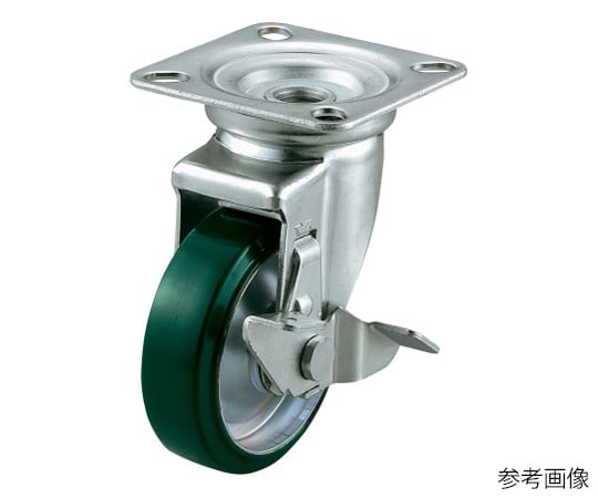J-S型キャスター 自在車プレート式（ストッパー付） 径150mm ウレタン車輪（鋼板ホイル）