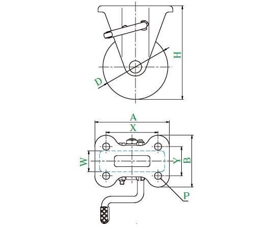 KB型キャスター 固定車プレート式（ストッパー付）