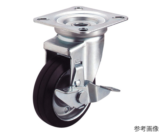 J-S型キャスター 自在車プレート式（ストッパー付） 径130mm 導電ゴム車輪（鋼板ホイル）