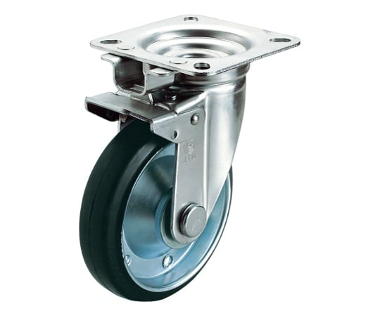 JK型キャスター 自在車（旋回固定式）プレート式 径150mm 導電ゴム車輪（鋼板ホイル）