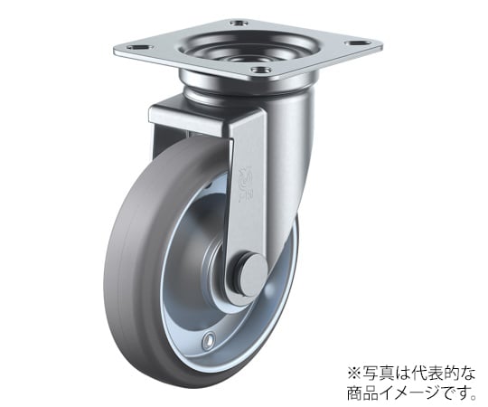 J型キャスター 自在車プレート式 径200mm グレーゴム車輪（鋼板ホイル）
