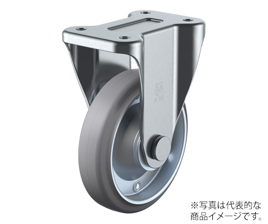 K型キャスター 固定車プレート式 径200mm グレーゴム車輪（鋼板ホイル）