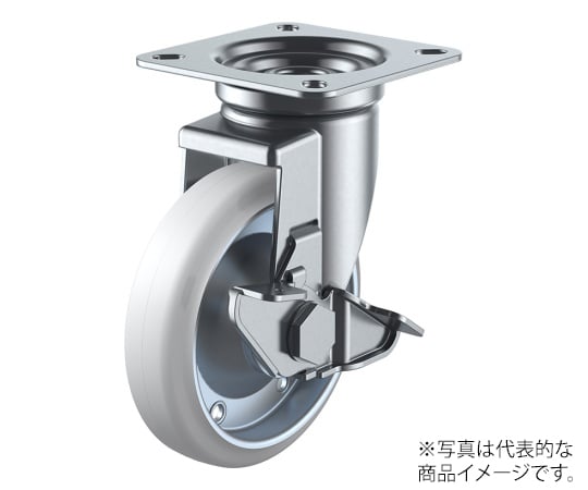 J-S型キャスター 自在車プレート式（ストッパー付） 径100mm 耐油ゴム車輪（鋼板ホイル）