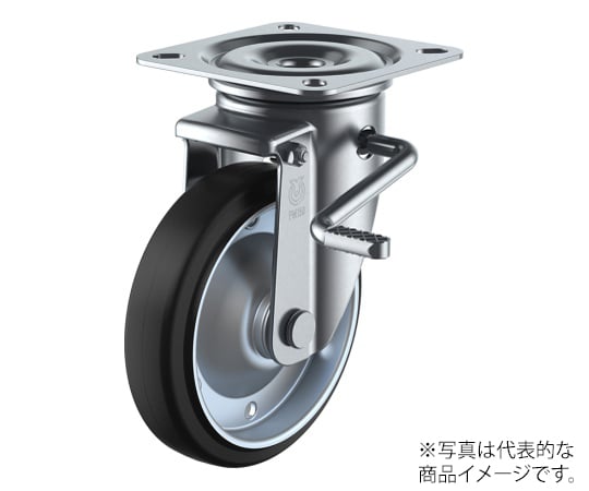 PMR-LB型キャスター 固定車プレート式（ストッパー付） 径200mm ゴム車輪（鋼板ホイル）